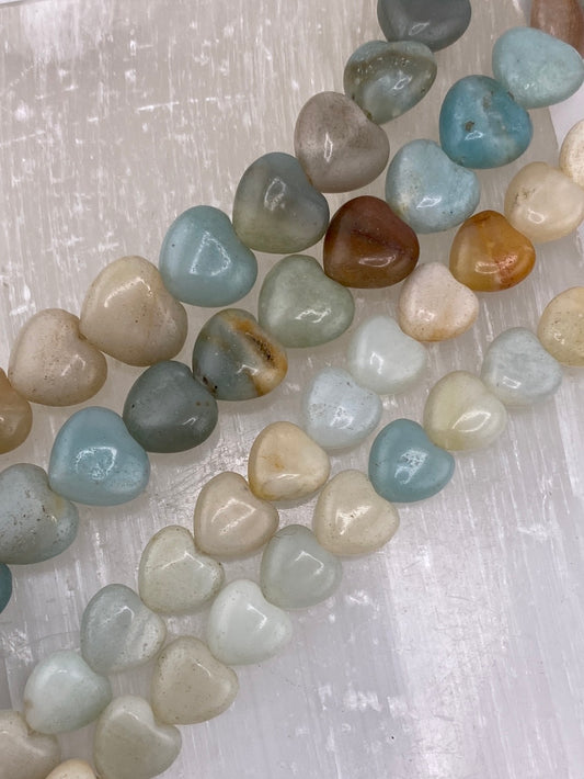 Amazonite Heart Beads