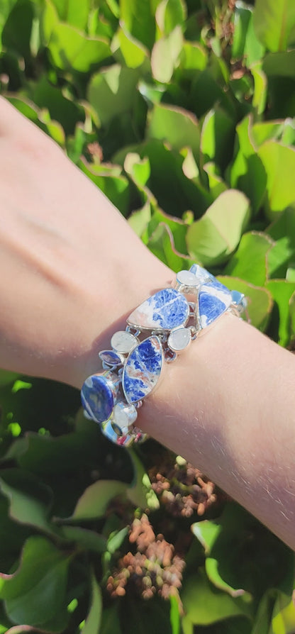 S.S. Sodalite and Rainbow Moonstone Bracelet