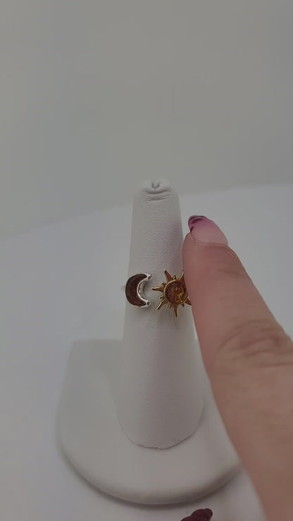 S.S. Amber Spinning Sun Rings