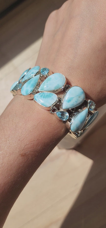 S.S. Larimar and Faceted Blue Topaz Bracelets