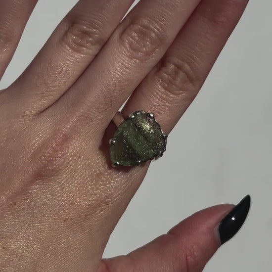 Sterling silver Moldavite Rings available at wholesale and retail prices, only at our crystal shop in San Diego!