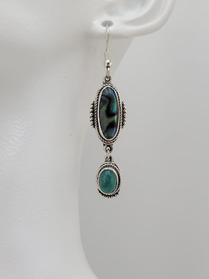 S.S. Shlomo Abalone and Green Aventurine Drop Earrings