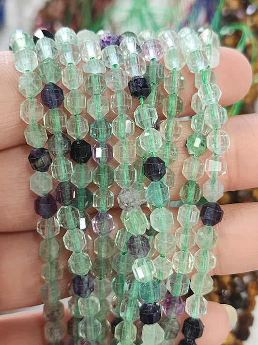 Faceted Fluorite Bicone Beads