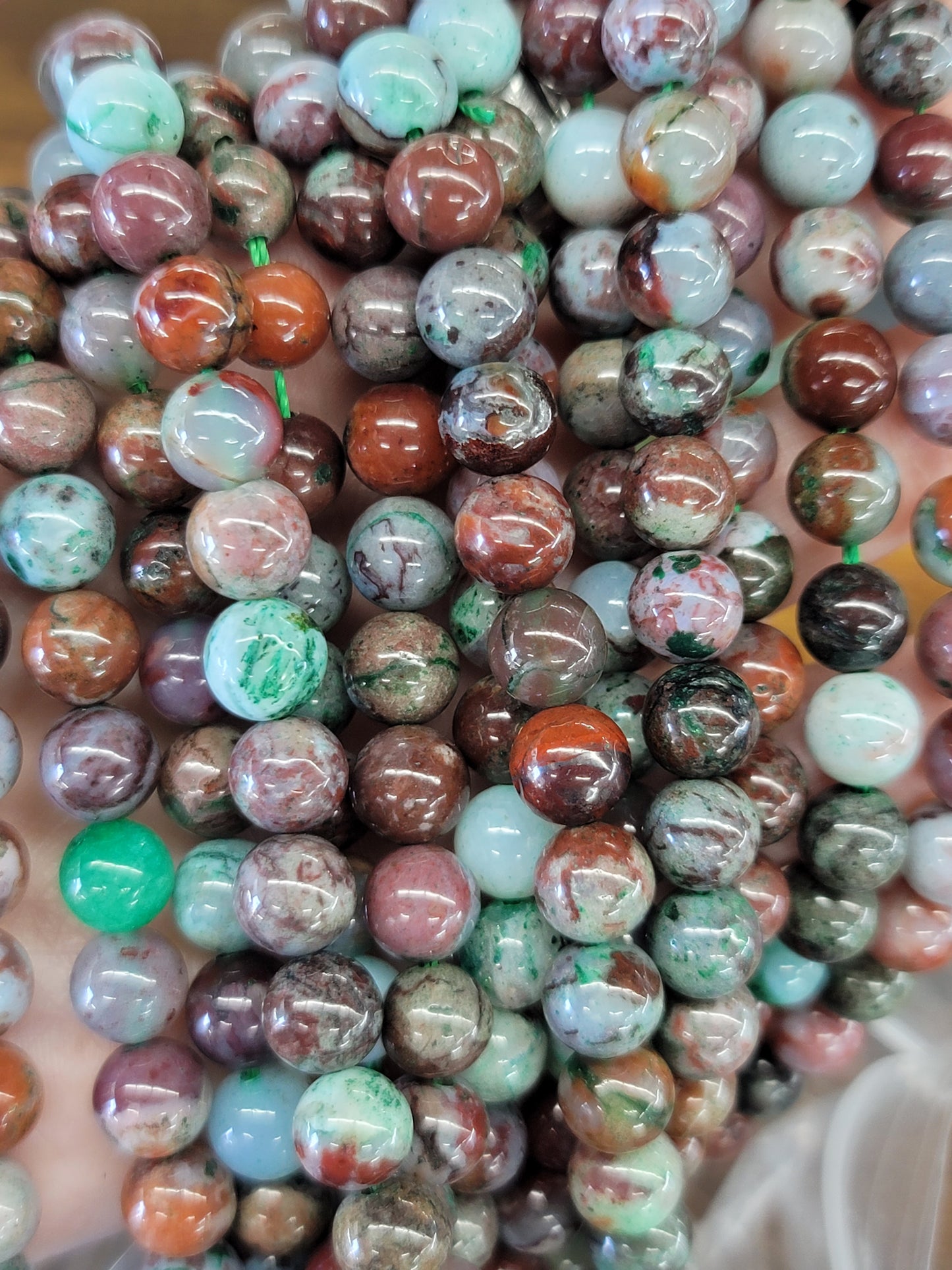 Green Lace Jade Beads