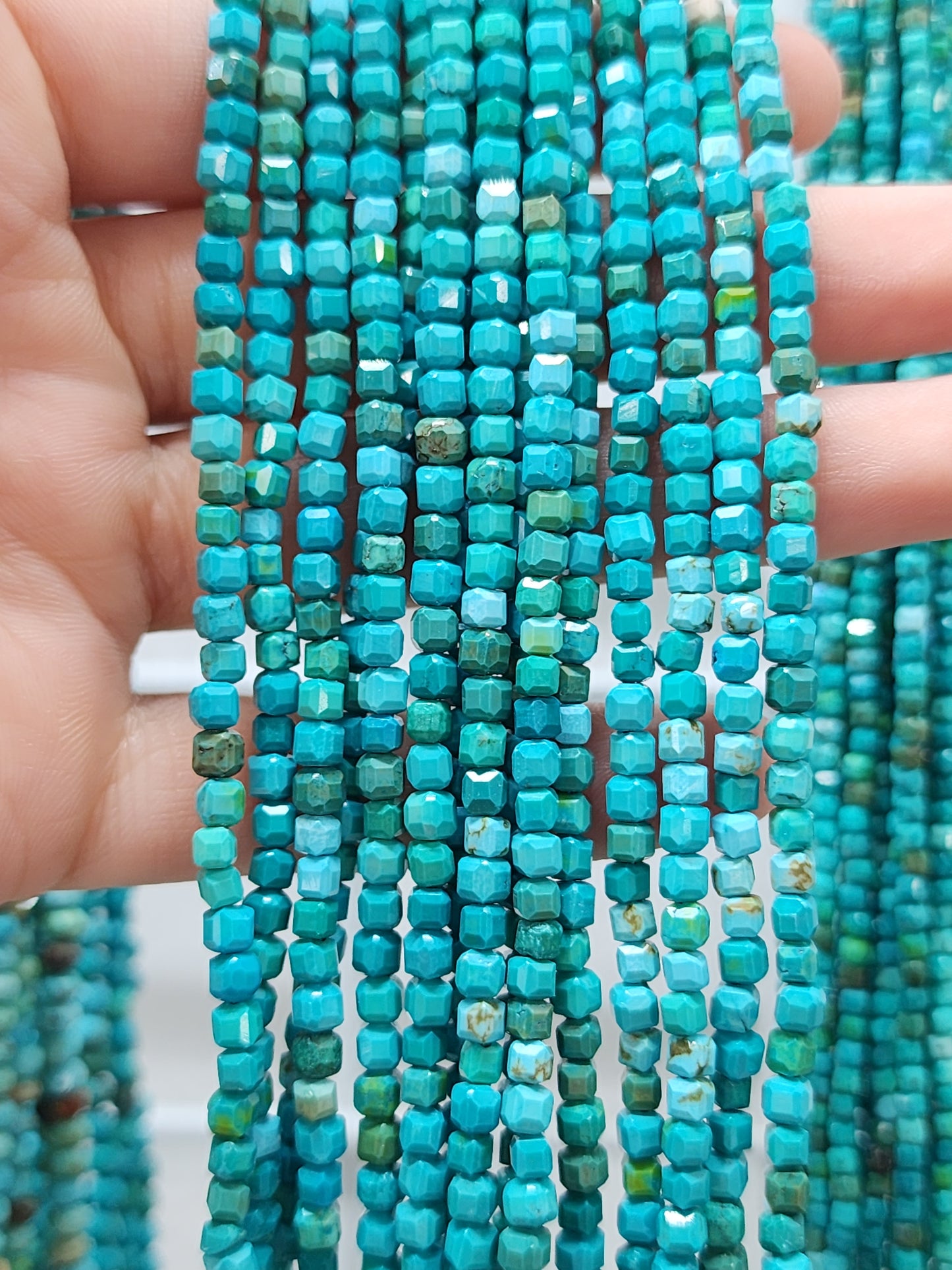 Faceted Turquoise Cube Beads