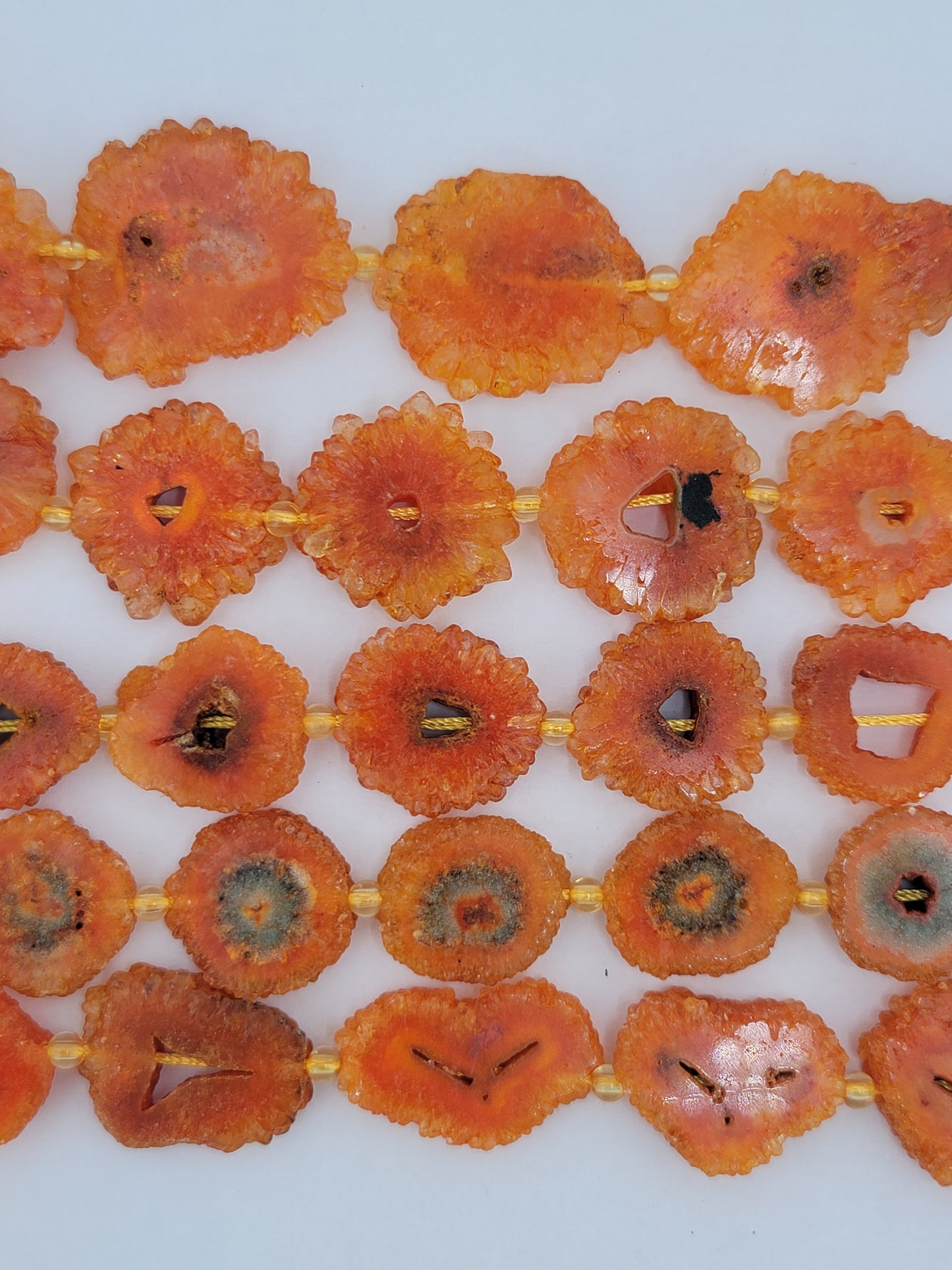 Orange Agate Flower Slice Beads