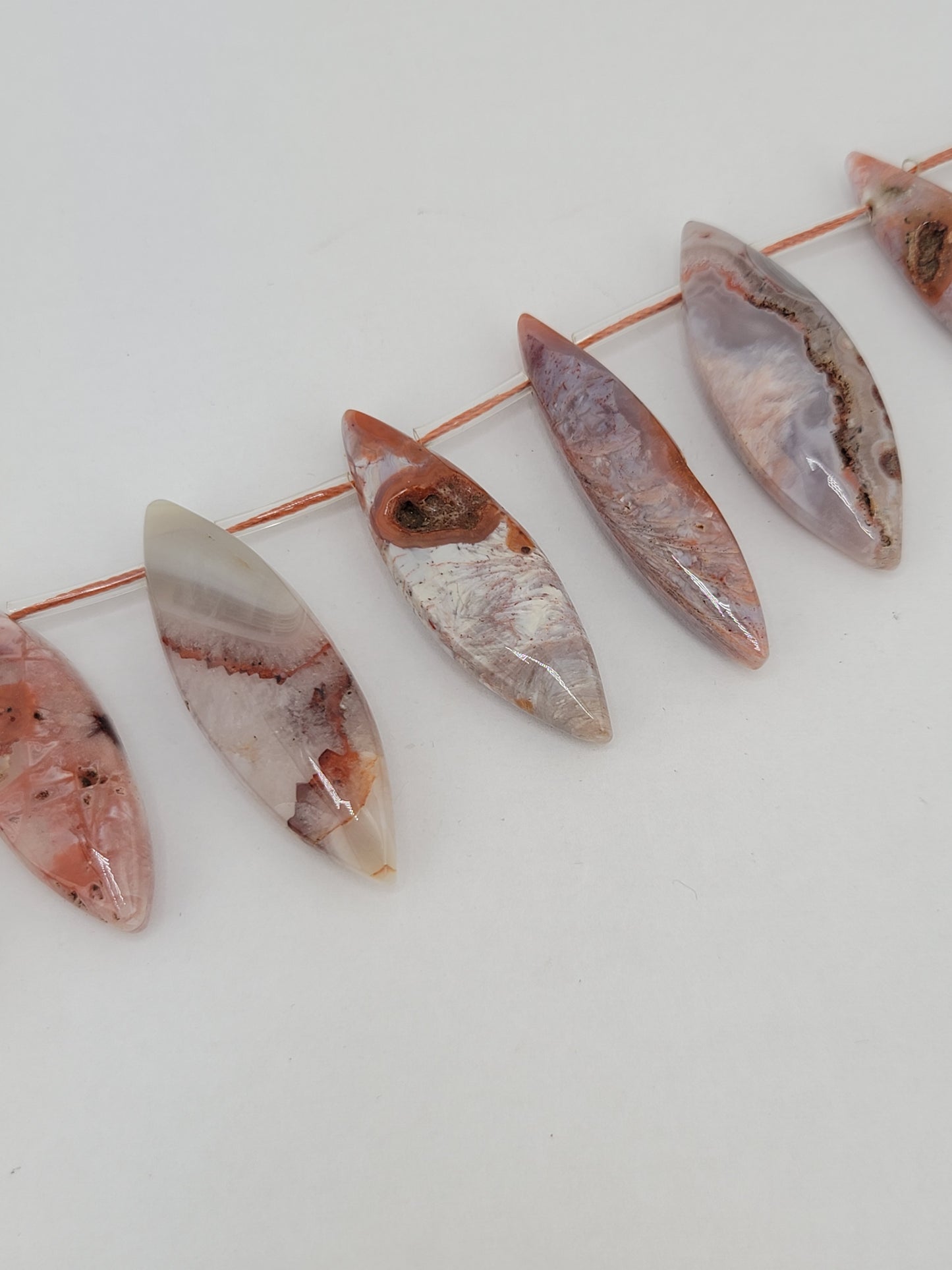 Graduated South Red Agate Marquise Beads