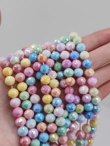 Cotton Candy AB Faceted Round Beads