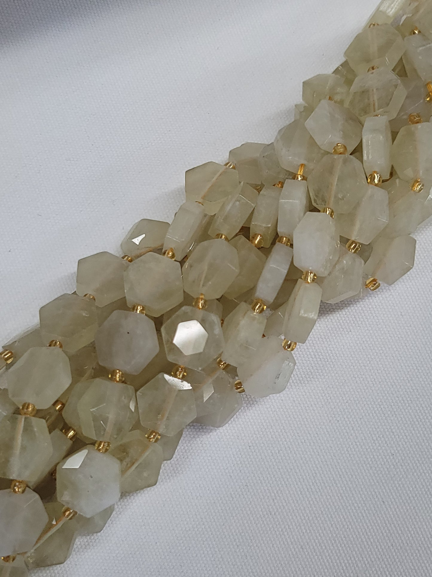 Faceted Lemon Quartz Hexagon Beads