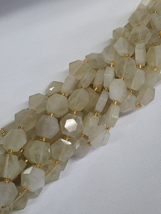 Faceted Lemon Quartz Hexagon Beads