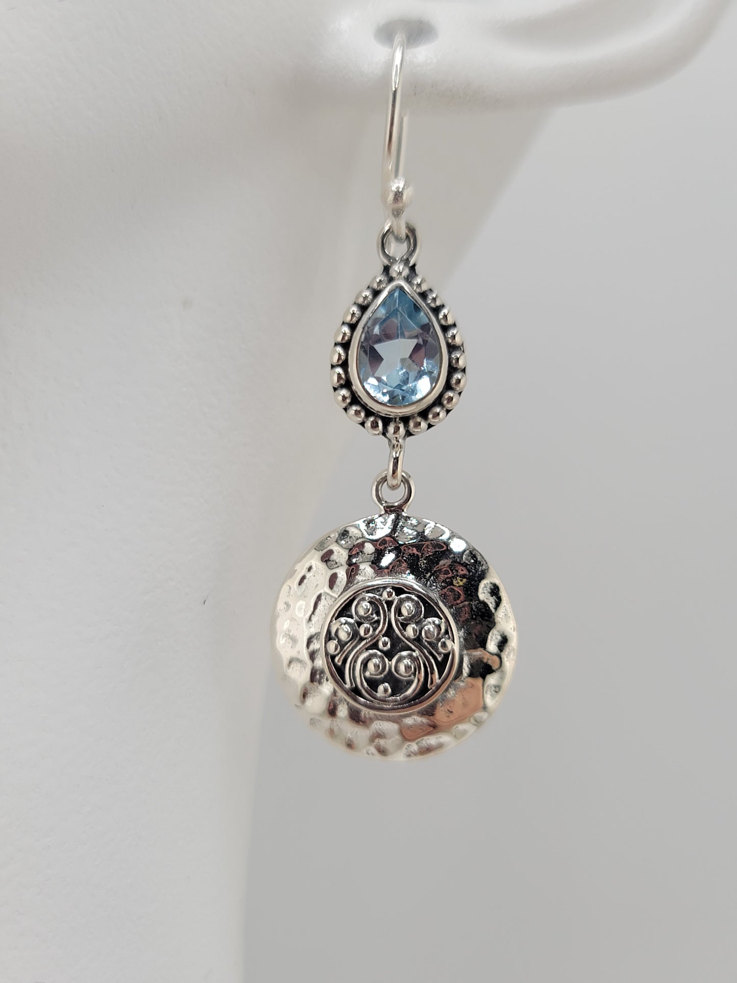 S.S. Blue Topaz Coin Earrings