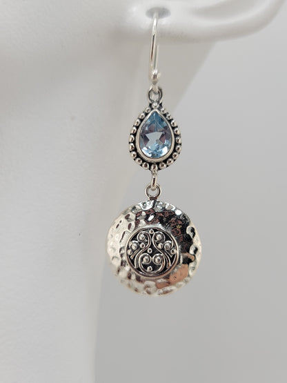 S.S. Blue Topaz Coin Earrings