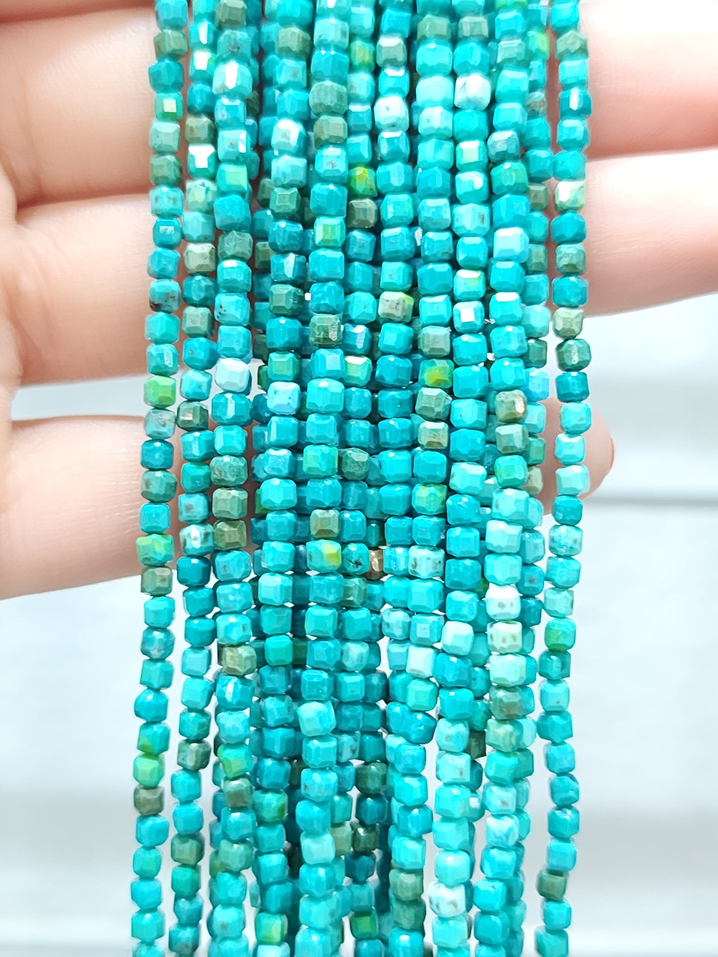 Faceted Turquoise Cube Beads