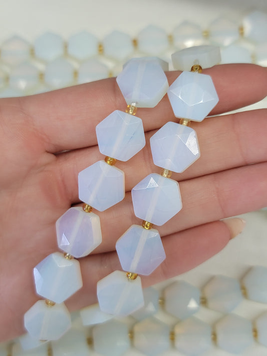 Faceted Opalite Hexagon Beads