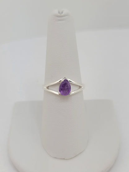 S.S. Faceted Amethyst Teardrop Rings