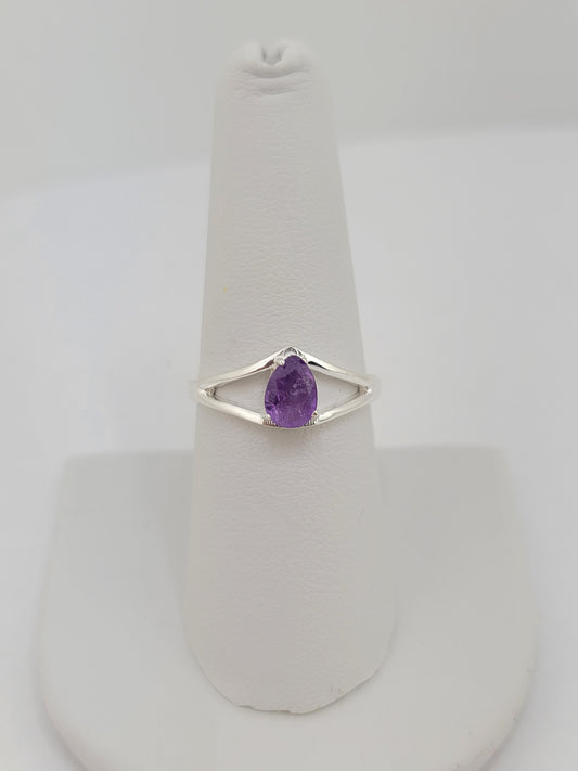 S.S. Faceted Amethyst Teardrop Rings