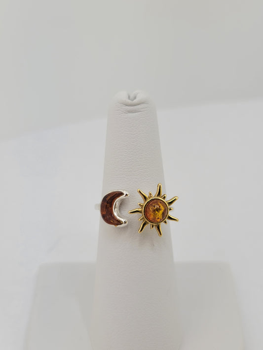 S.S. Amber Spinning Sun Rings