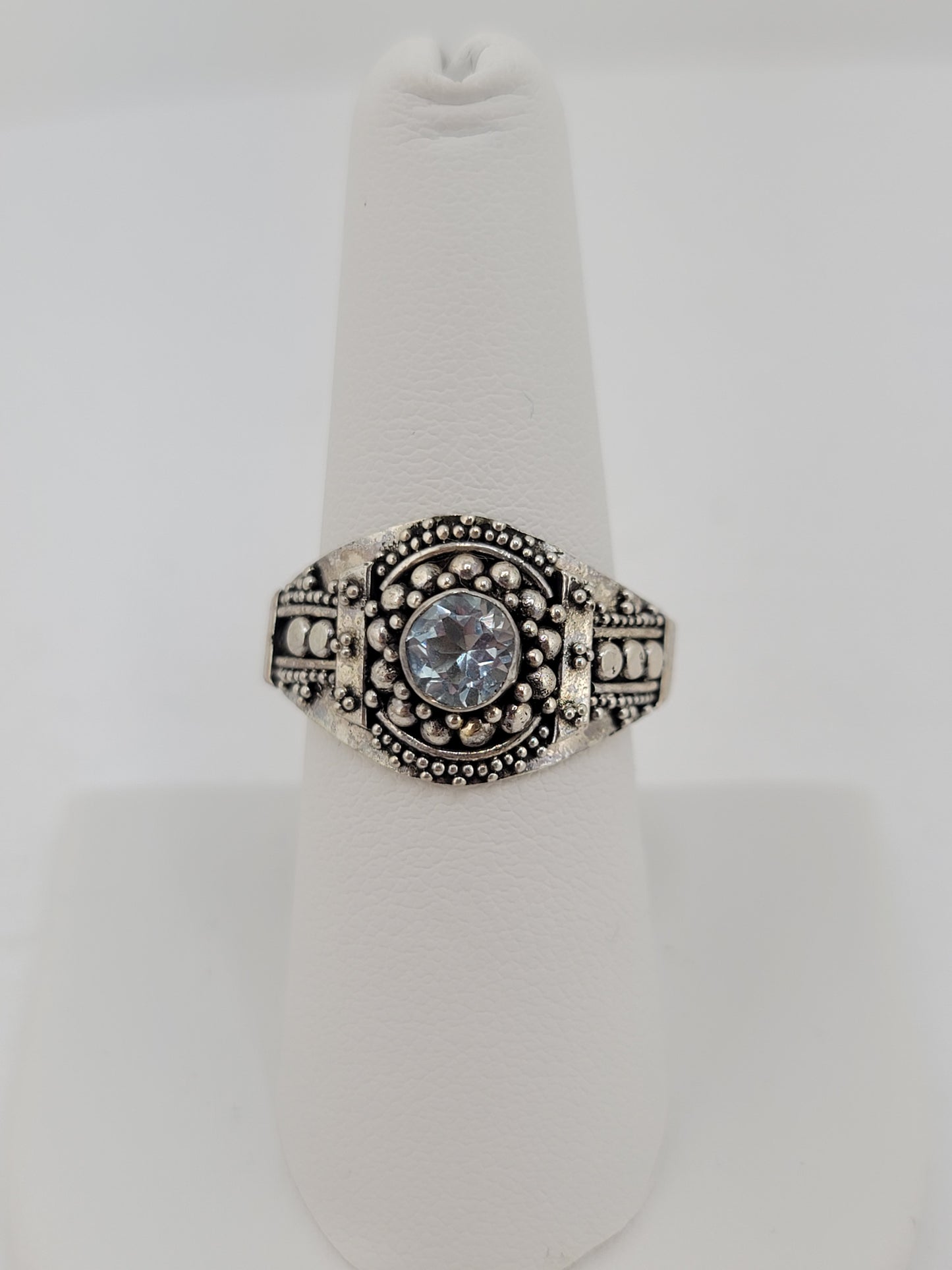 S.S. Faceted Blue Topaz Bali Rings