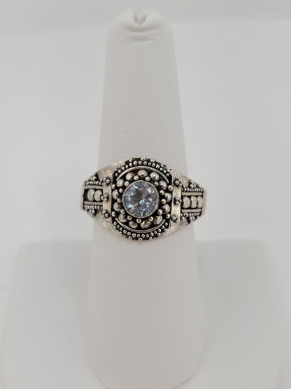 S.S. Faceted Blue Topaz Bali Rings