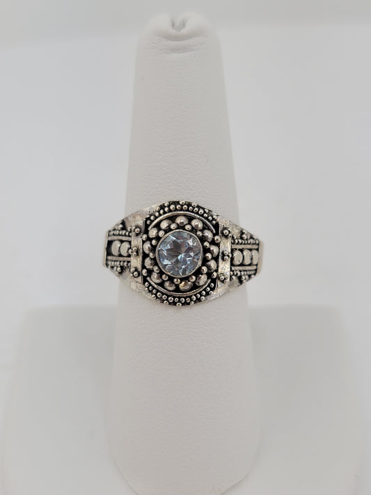 S.S. Faceted Blue Topaz Bali Rings