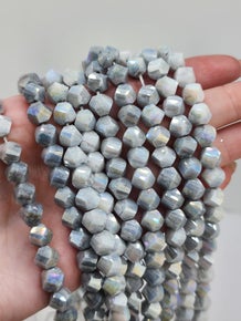 Marble AB Porcelain Spiral Cube Beads