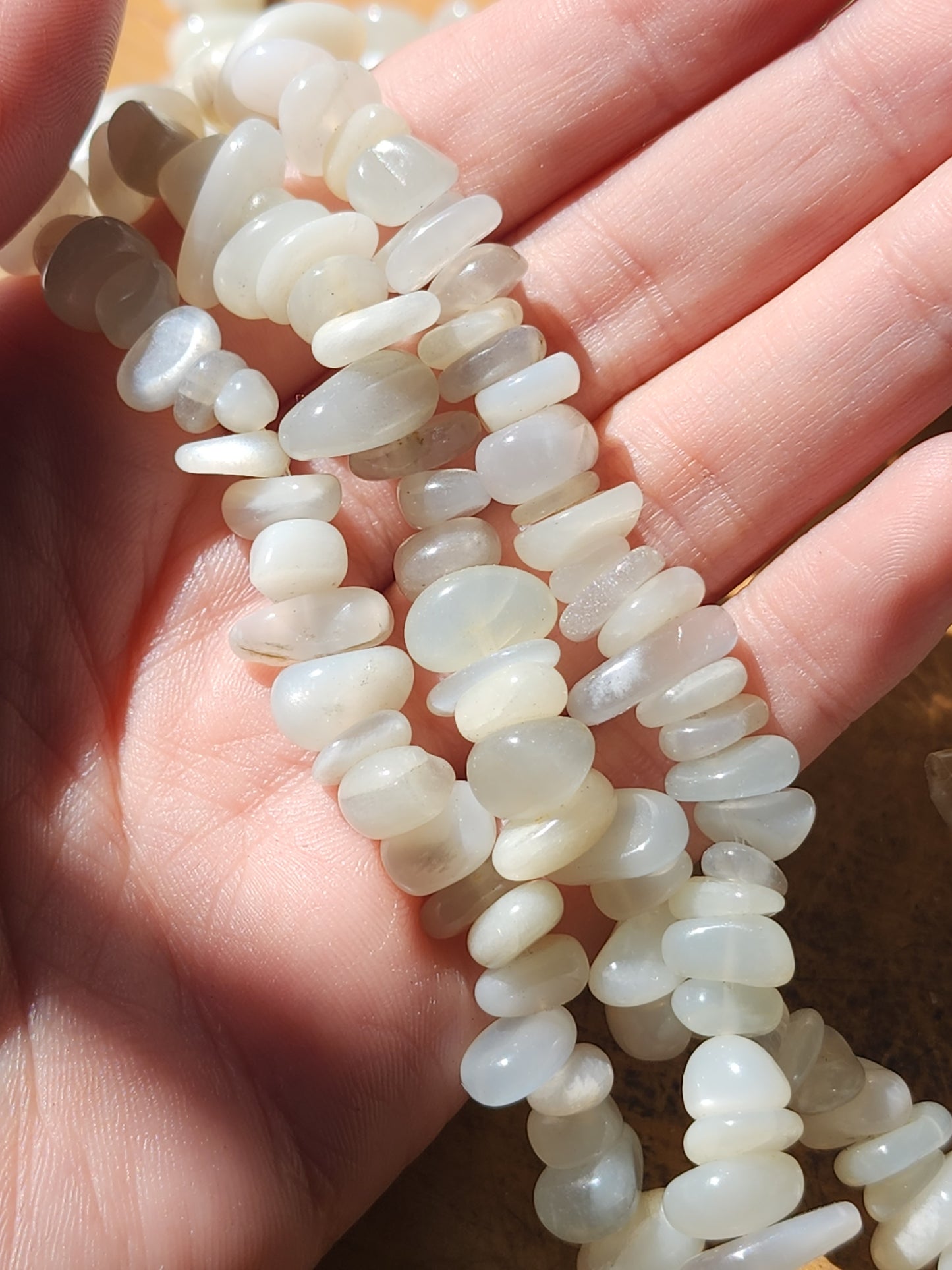 Grey Moonstone Chip Beads