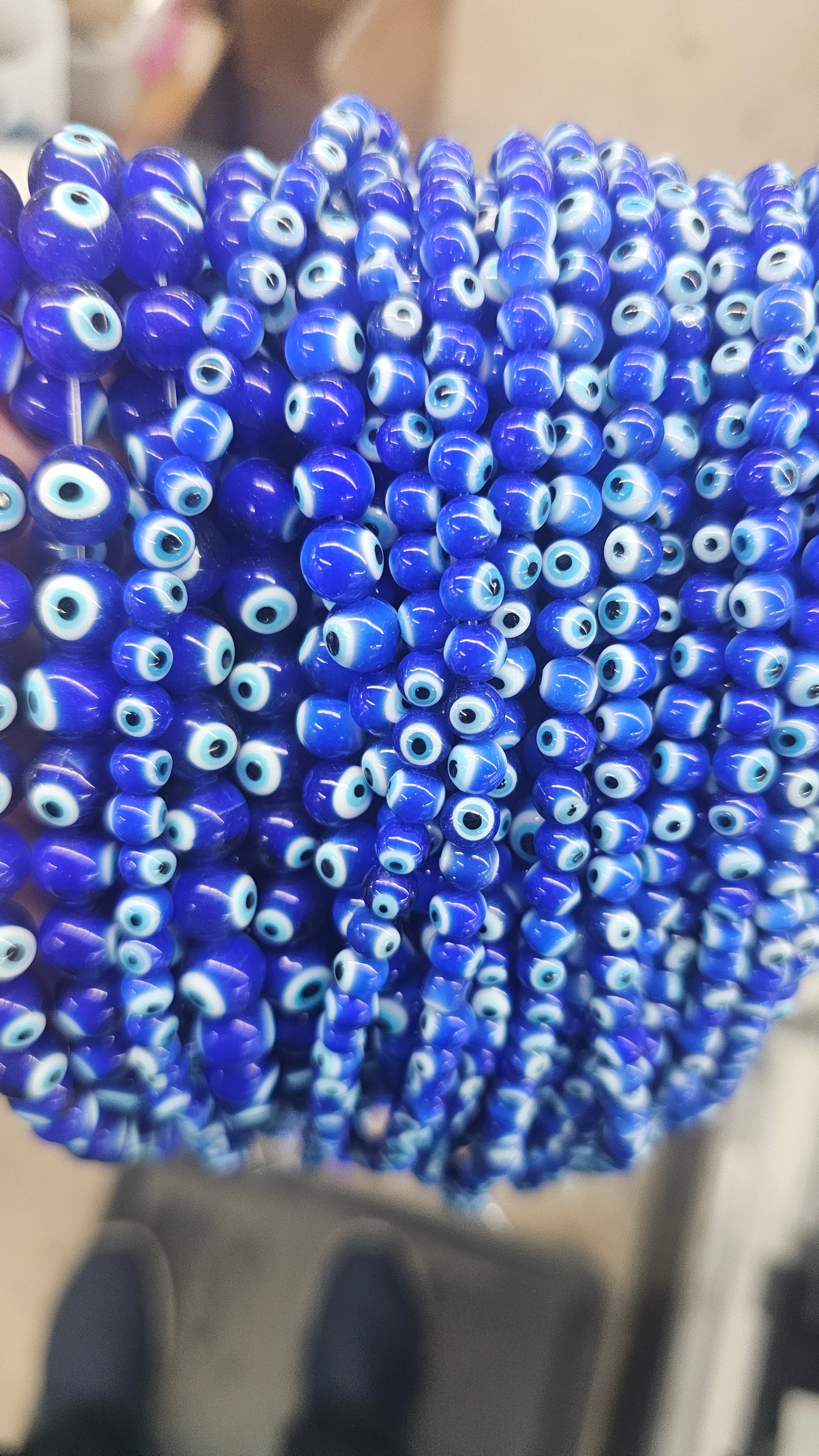 Round Dark Blue Evil Eye Beads