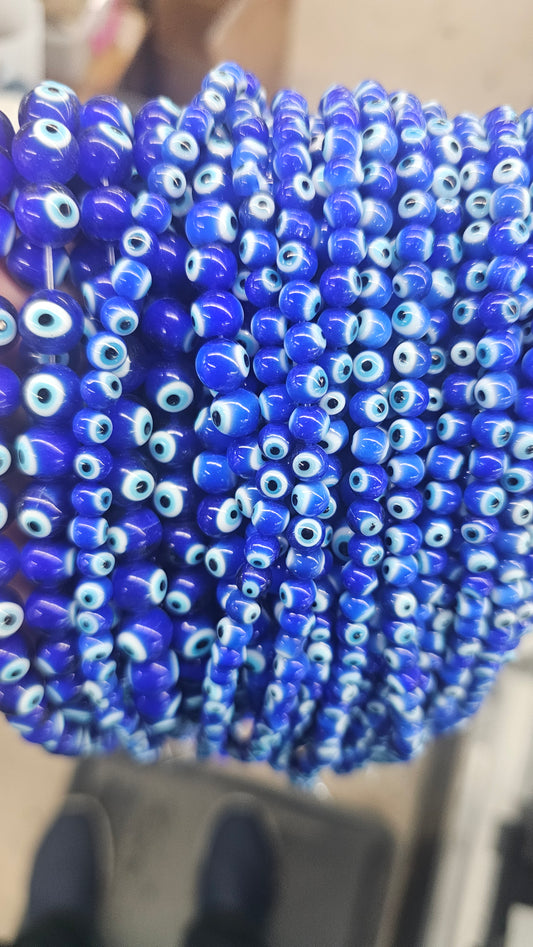 Round Dark Blue Evil Eye Beads