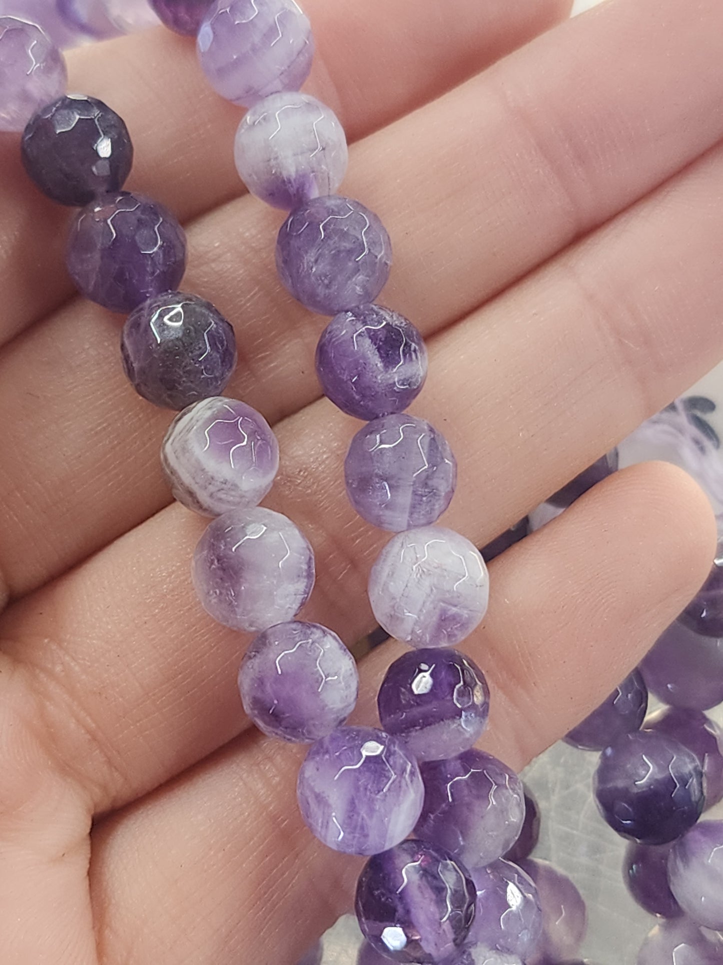 Crafting supplies such as faceted chevron amethyst beads available at wholesale and retail prices, only at our crystal shop in San Diego