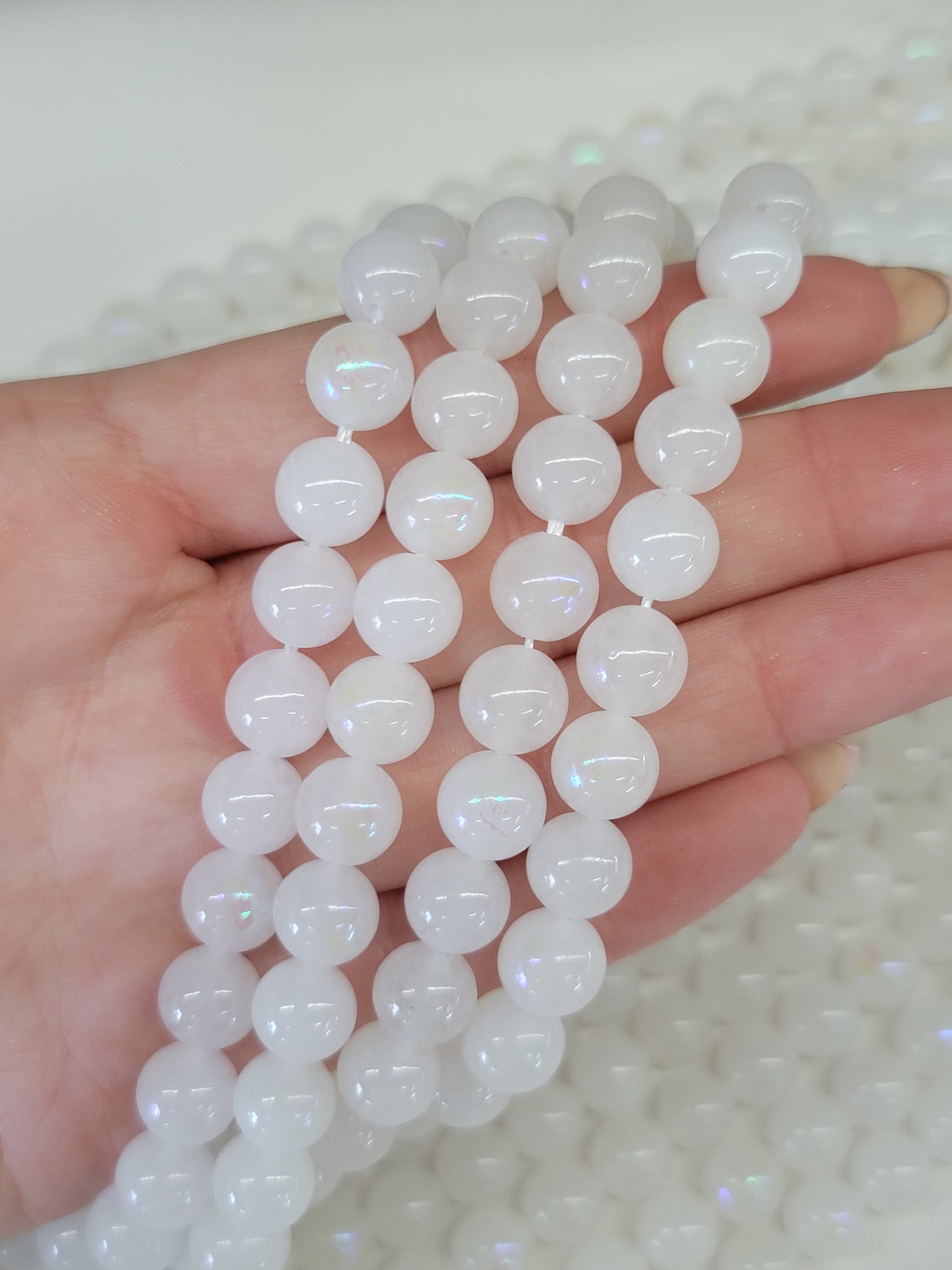 White Jade AB Beads