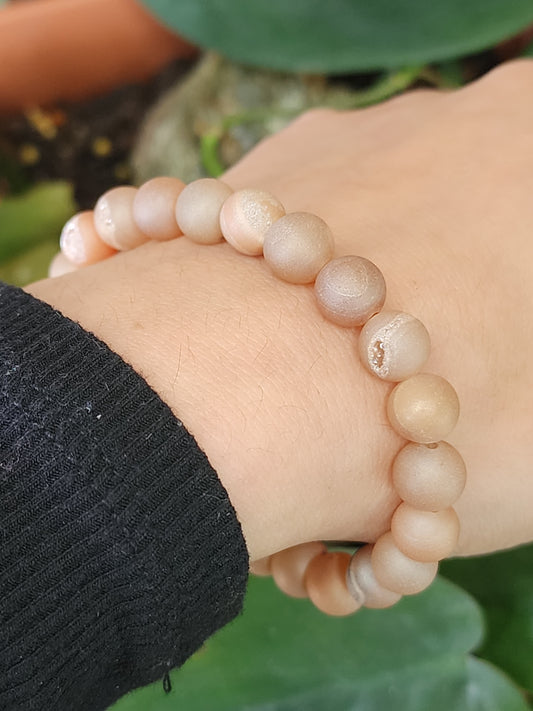 Peach Druzy Agate Stretch Bracelets 8mm