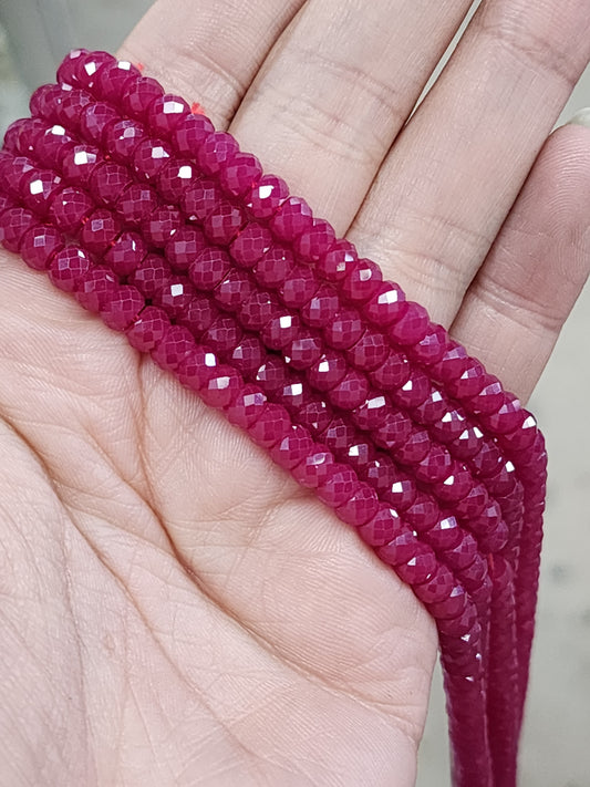 Faceted Ruby Rondelle Beads