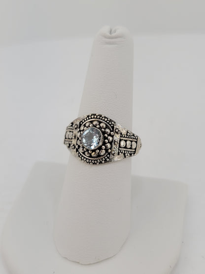 S.S. Faceted Blue Topaz Bali Rings