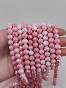 Pink AB Faceted Round Beads