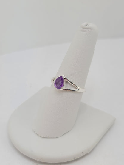 S.S. Faceted Amethyst Teardrop Rings