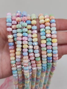 Cotton Candy AB Faceted Rondelle Beads