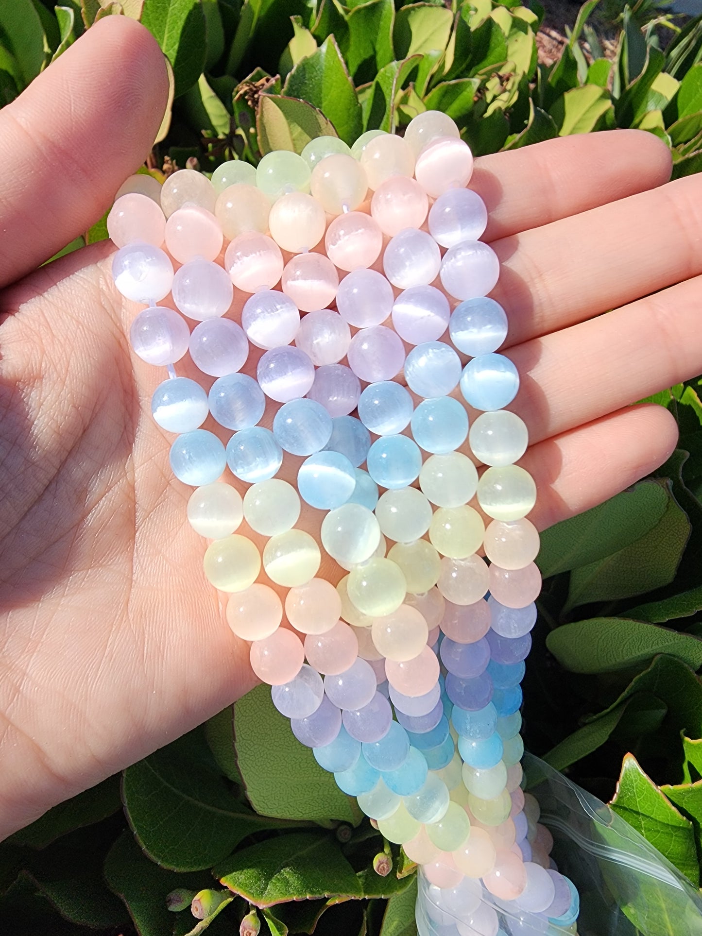 Pastel Rainbow Selenite Beads