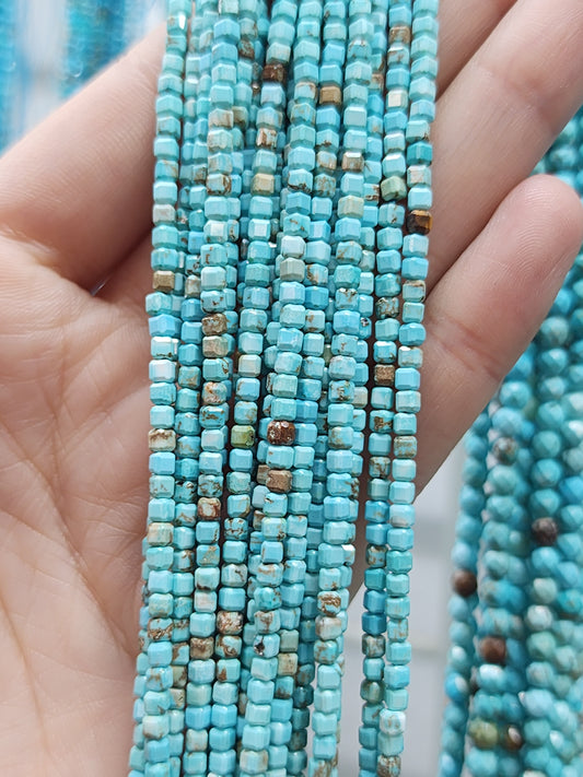 Faceted Turquoise Cube Beads