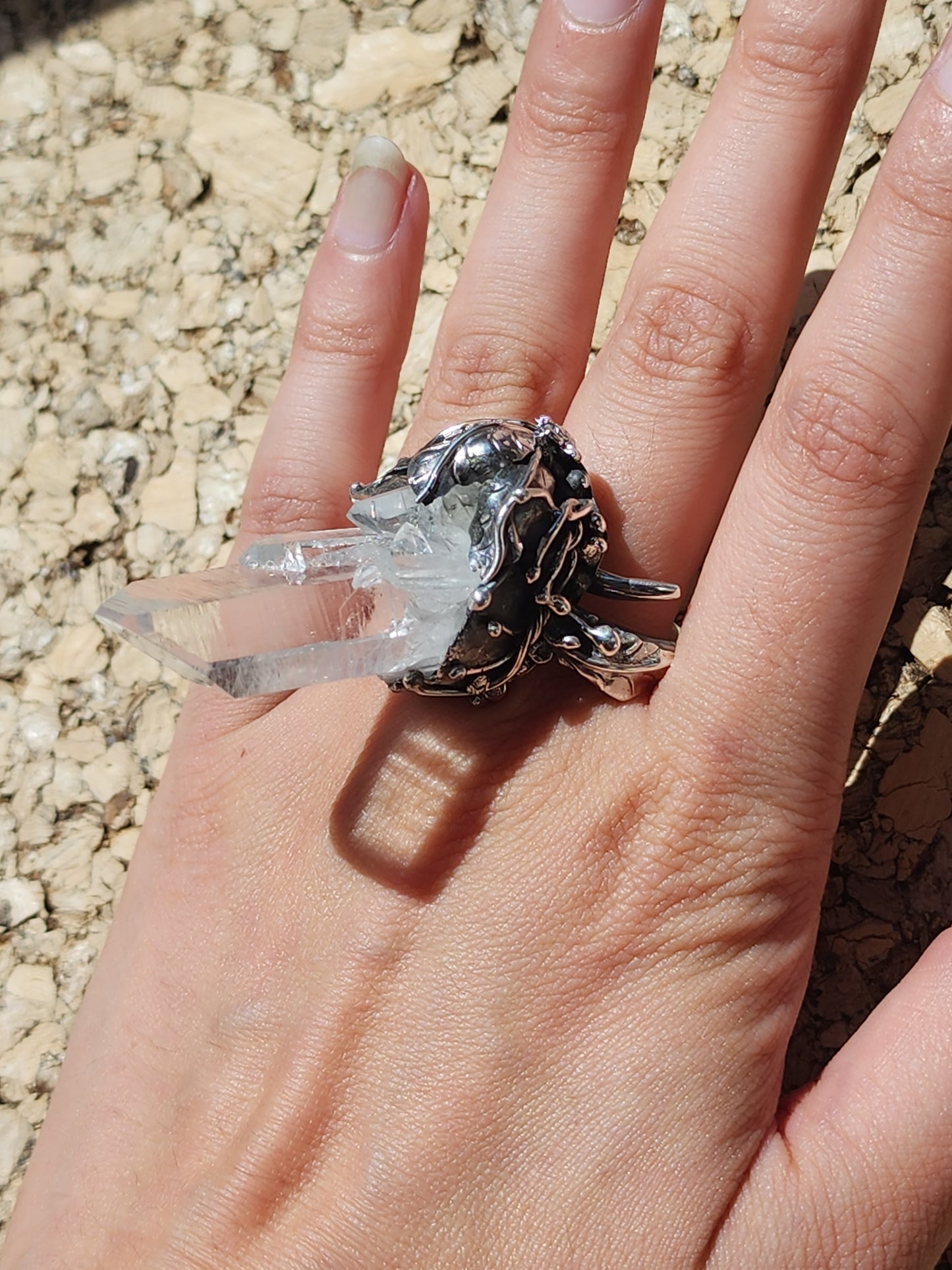 S.S. Shlomo Adjustable Lemurian Quartz Ring