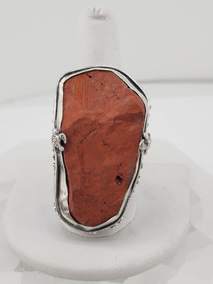 S.S. Shlomo Adjustable Raw Red Jasper Ring