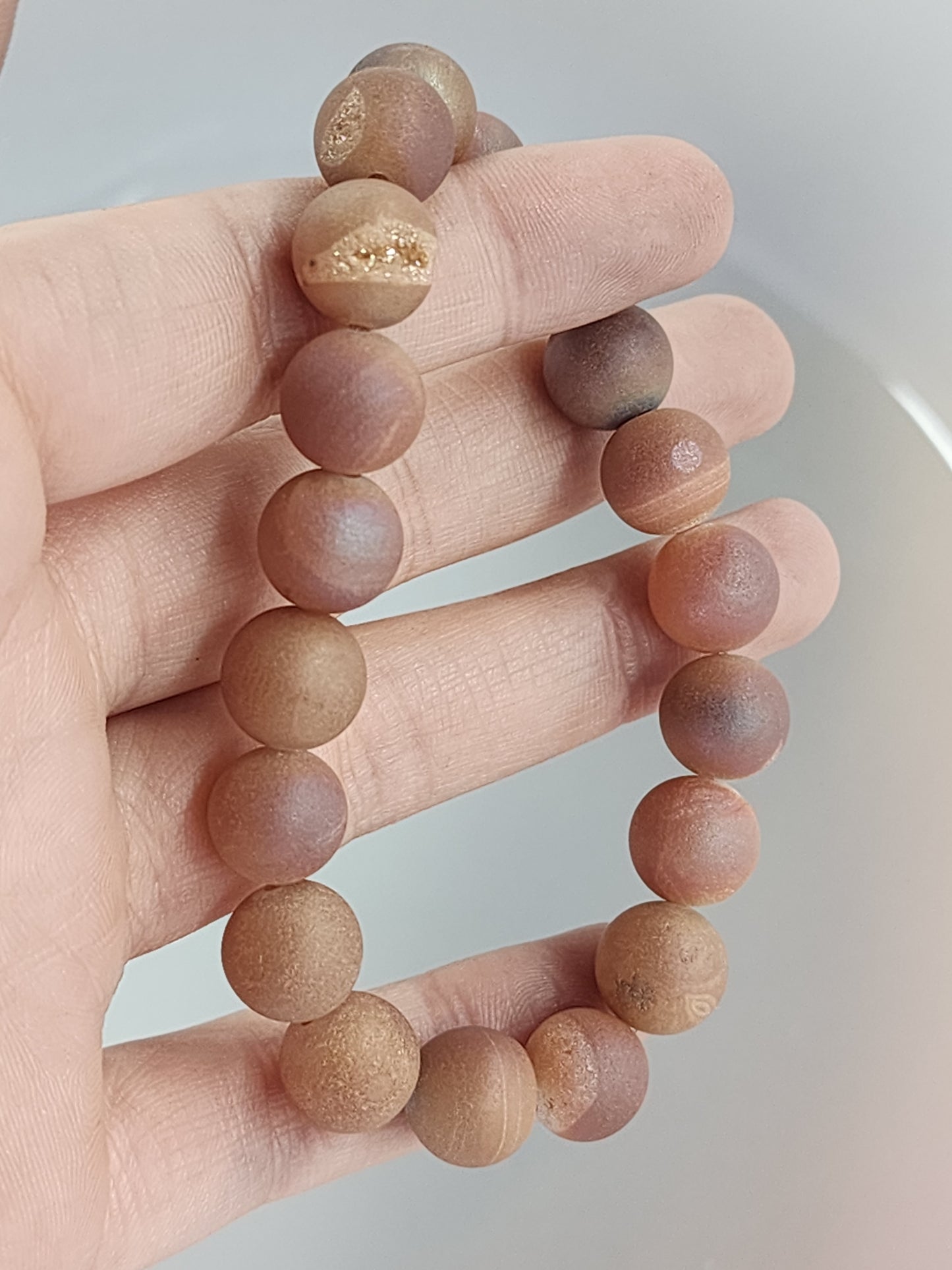 Sunset Druzy Agate Stretch Bracelet 10mm
