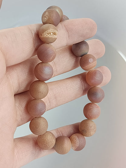 Sunset Druzy Agate Stretch Bracelet 10mm
