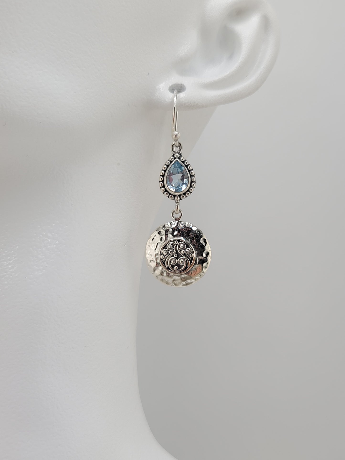 S.S. Blue Topaz Coin Earrings