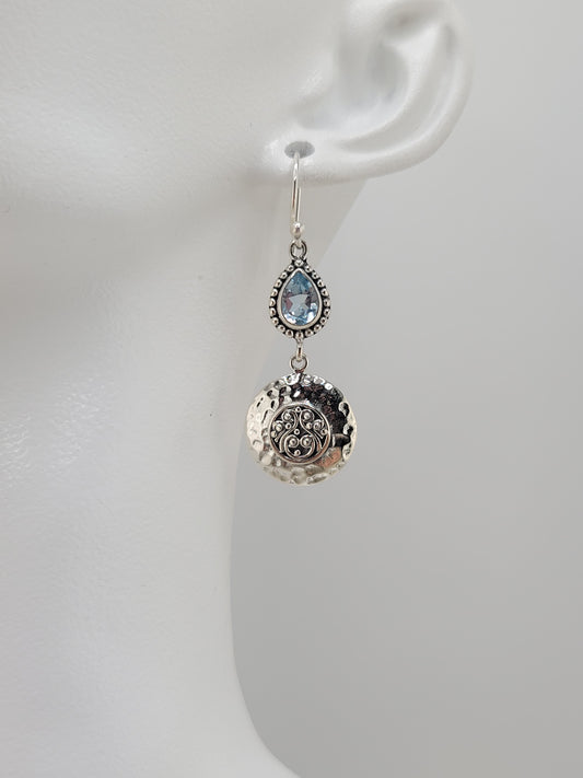 S.S. Blue Topaz Coin Earrings