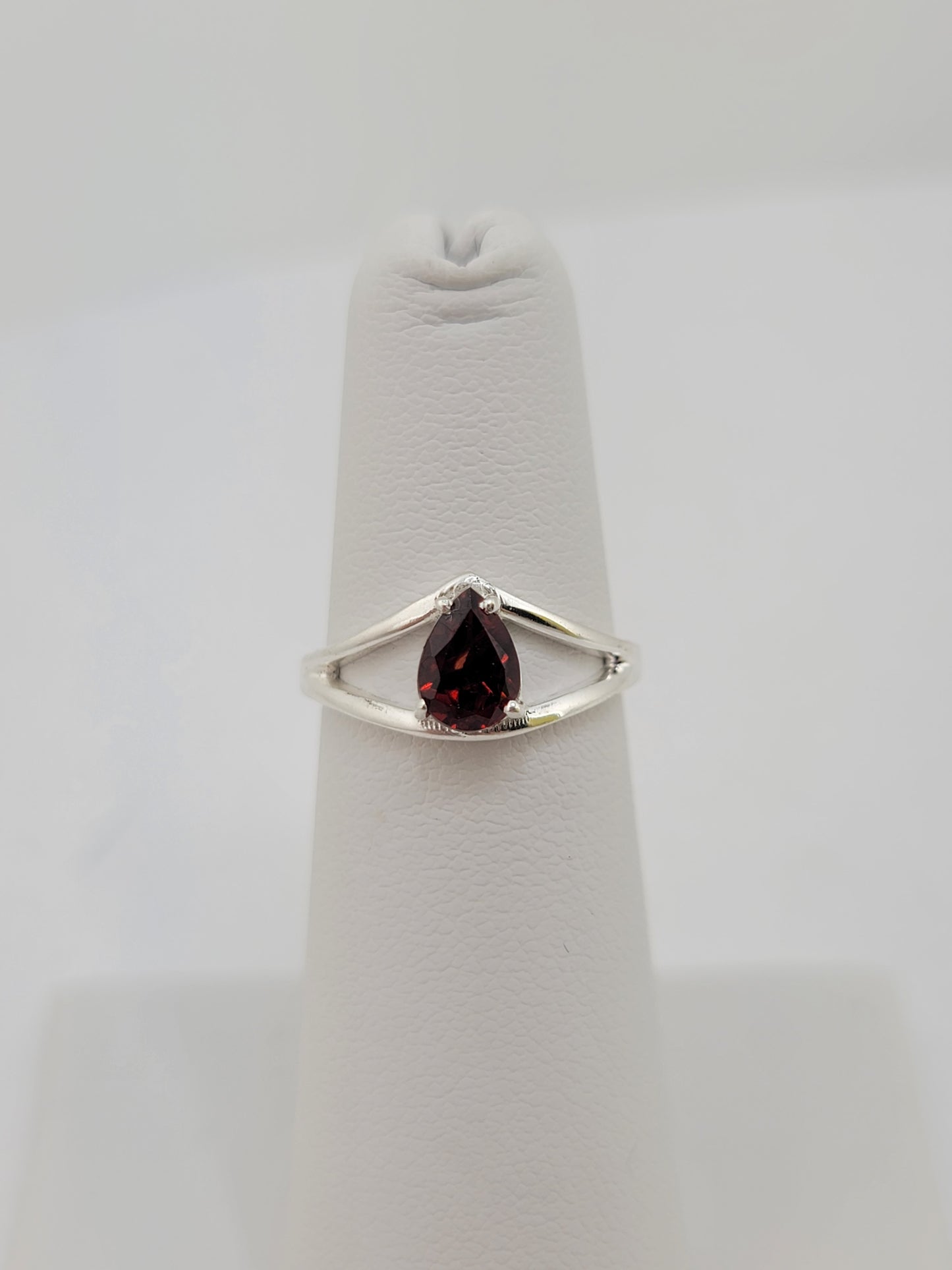 S.S. Faceted Garnet Teardrop Rings