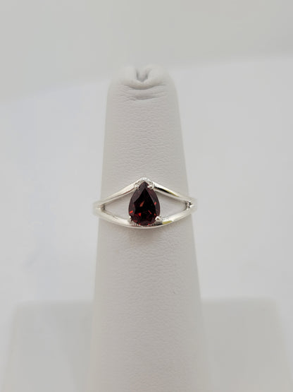 S.S. Faceted Garnet Teardrop Rings