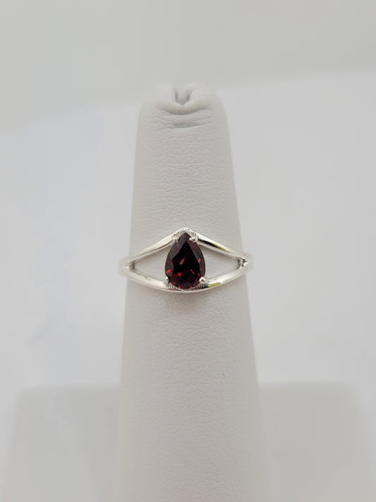 S.S. Faceted Garnet Teardrop Rings