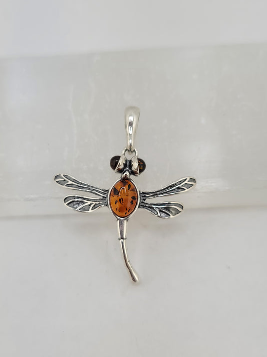 S.S. Amber Dragonfly Pendants