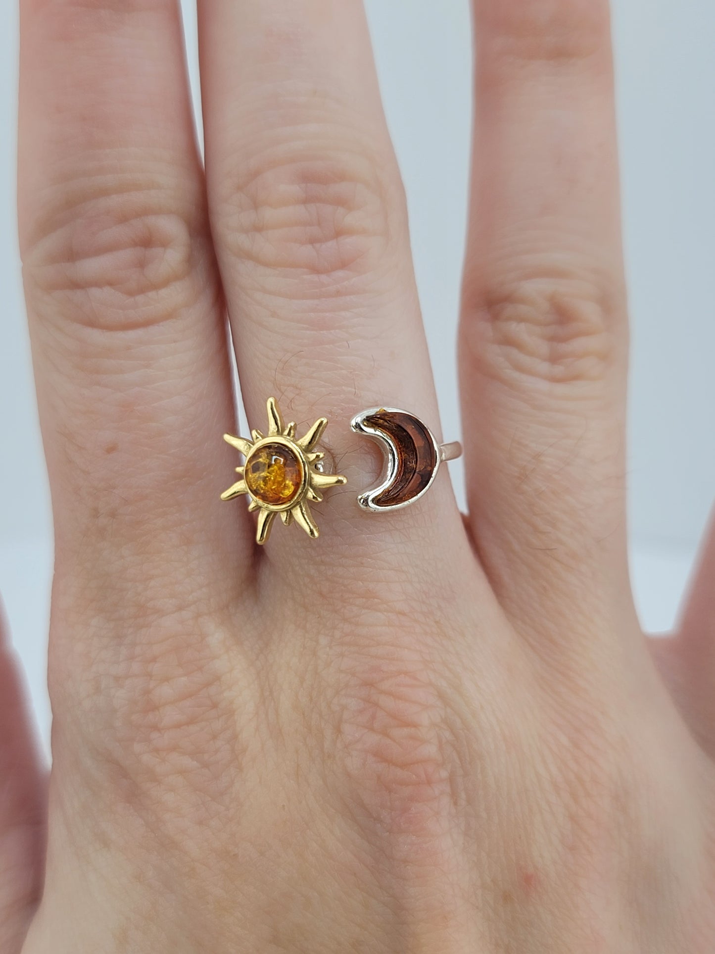 S.S. Amber Spinning Sun Rings