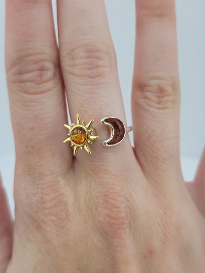 S.S. Amber Spinning Sun Rings